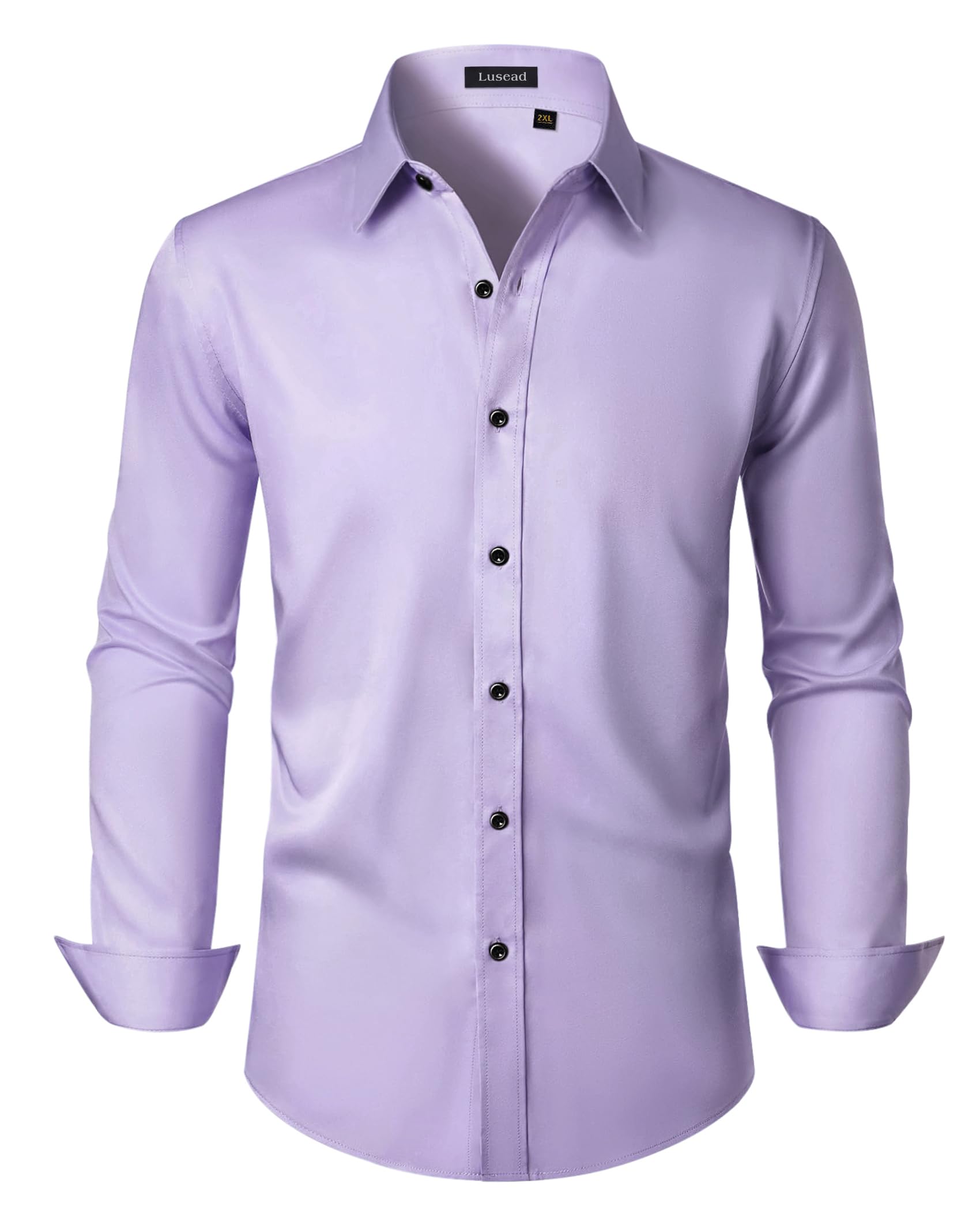 Men's Dress Shirts Long Sleeve Stretch Wrinkle Free Slim Fit Wedding Formal Button Down Shirt